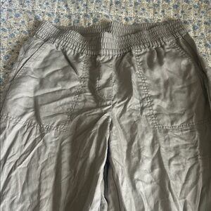 Khaki Women's Elastic Waist Casual Pants